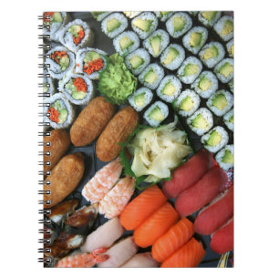 Assortment of Japanese sushi favourites Notebook