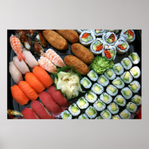 Assortment of Japanese sushi favourites Poster