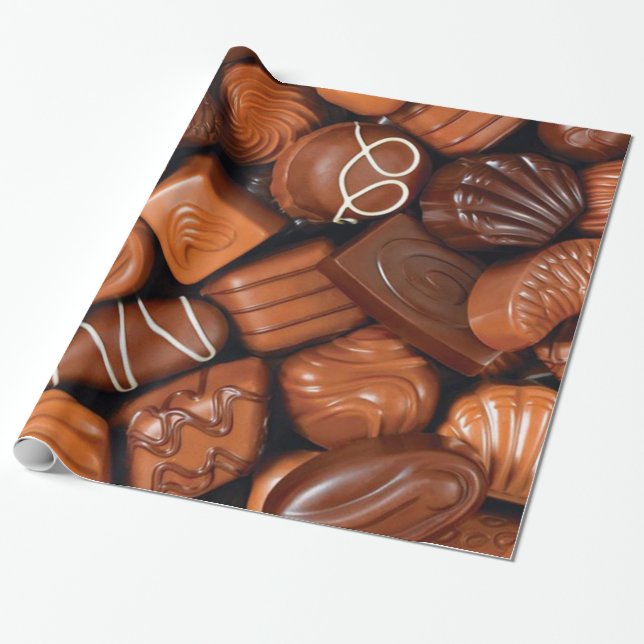 Assortment of Tempting Chocolates Wrapping Paper (Unrolled)