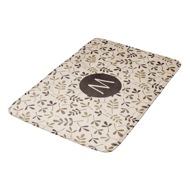 Asstd Leaves Gld Brwns Crm Rpt Ptn (Personalised) Bath Mat (Angled)