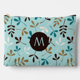Asstd Leaves Teals Crm Gld Brwn Ptn (Personalised) Accessory Pouch