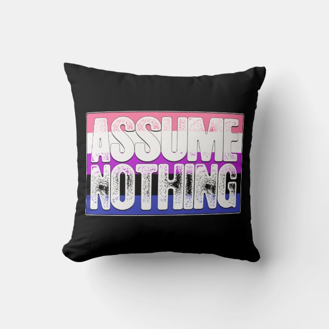 Assume Nothing Genderfluid Pride Flag Cushion (Front)