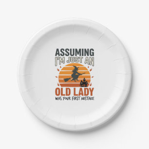 Assuming I'm Just an Old Lady Witch Halloween Desi Paper Plate