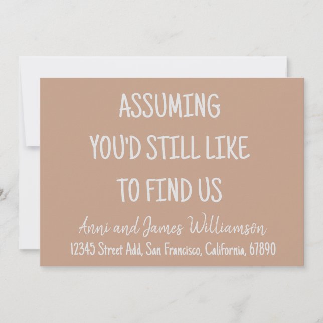 Assuming you'd still like to find us funny moving  announcement (Front)