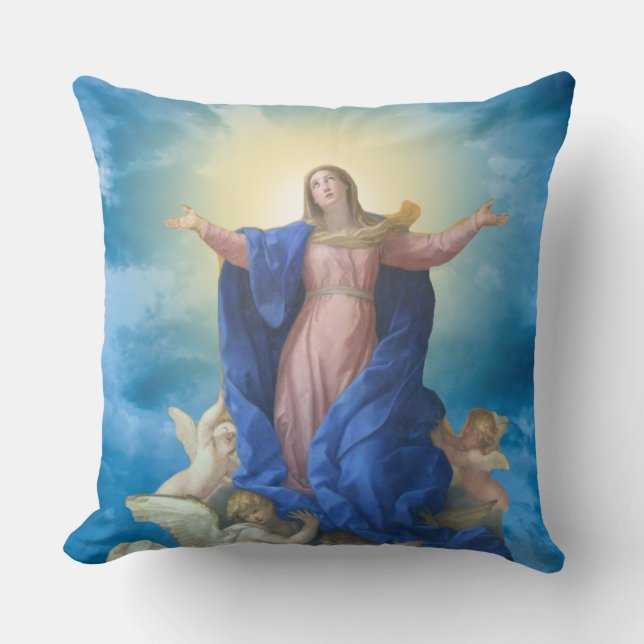 Assumption of the Blessed Virgin Mary Catholic Cushion (Front)