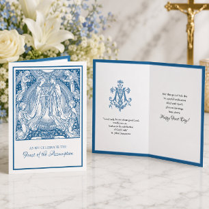 Assumption Virgin Mary Blue Elegant Religious Card