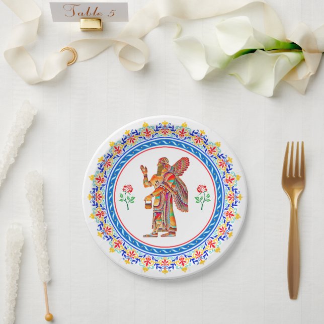 Assyrian Anunnaki in Colour Paper Plate (Wedding)