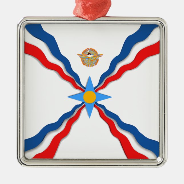Assyrian Flag Ceramic Ornament (Front)