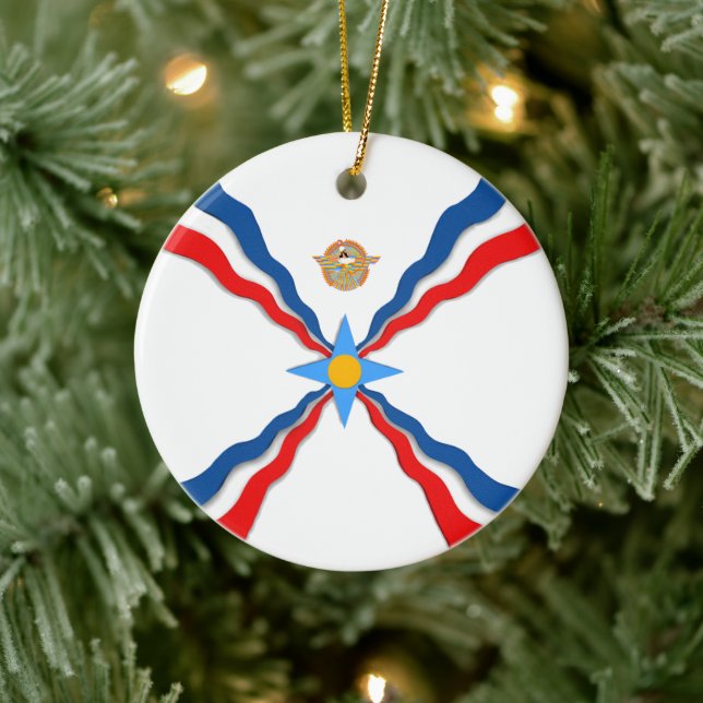 Assyrian Flag Ceramic Tree Decoration (Tree)