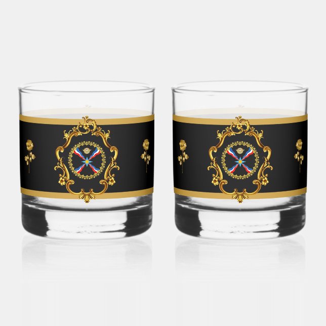 Assyrian Flag Drinkware Set Whiskey Glass (Front)