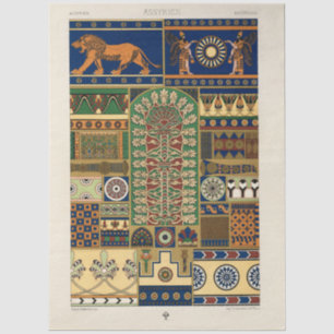 Assyrian Gold Lion, Sun & Ancient Angels Artistic Tissue Paper