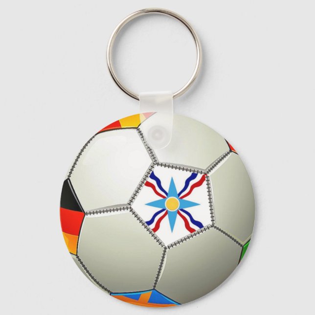 Assyrian Soccer Button Keychain (Front)