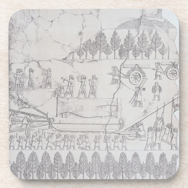 Assyrians moving a Winged Bull on a Sledge, from ' Coaster (Front)