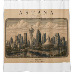 Astana Vintage Travel City Design Shower Curtain