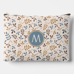 Astd Leaves Rpt Ptn Bls Brwn Gld Crm(Personalised) Accessory Pouch