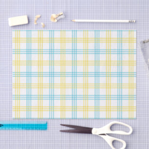 astel Plaid Blue Yellow DIY Decoupage Paper