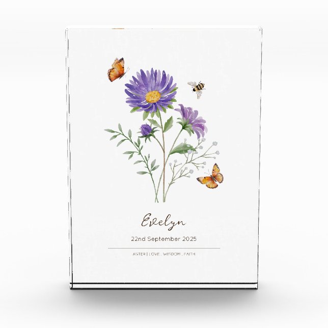 Aster Birth Month Flower Photo Block (Front)