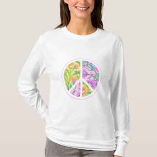 Aster Floral Peace Sign With Lady Bugs T-Shirt