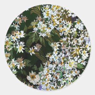 ASTER FLOWERS CLASSIC ROUND STICKER
