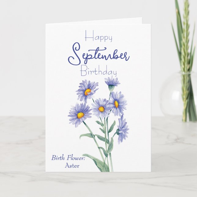 Aster September Birth Flower Birthday  Card (Front)