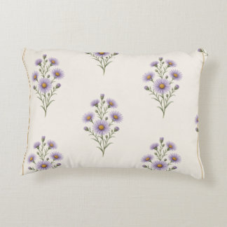 Aster, September Birth Flower Print Decorative Cushion