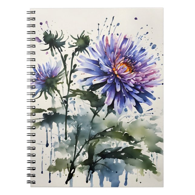 Aster - Watercolor flowers Notebook (Front)