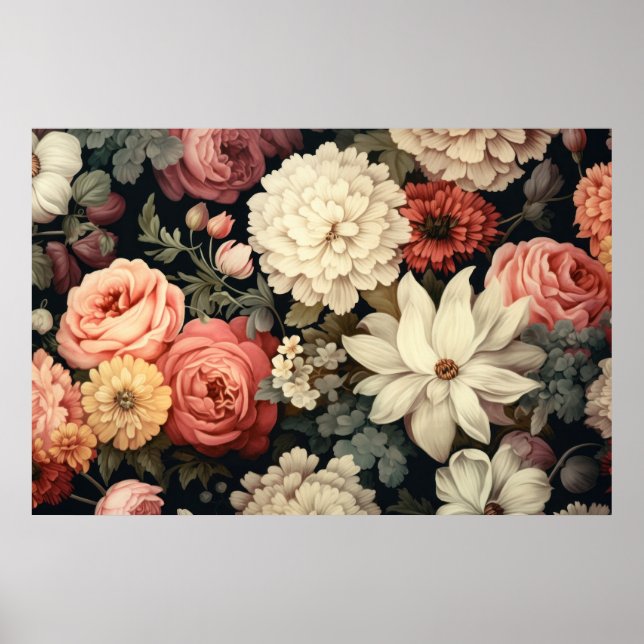 Asteraceae flower blossom pattern poster (Front)