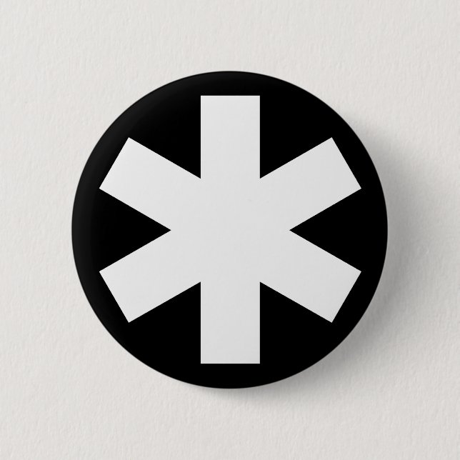 Asterisk - Black 6 Cm Round Badge (Front)