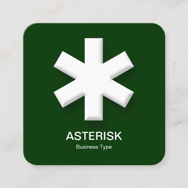 Asterisk - Dark Green (003300) Square Business Card (Front)