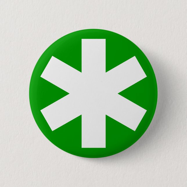 Asterisk - Green 6 Cm Round Badge (Front)