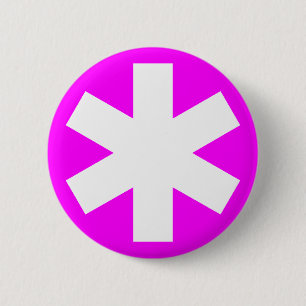 Asterisk - Magenta 6 Cm Round Badge