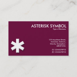 Asterisk Symbol - Deep Crimsom Maroon (663399) Business Card