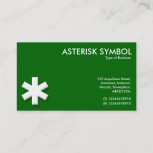Asterisk Symbol - Grass Green (006600) Business Card