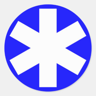 Asterisk - White on Blue Classic Round Sticker