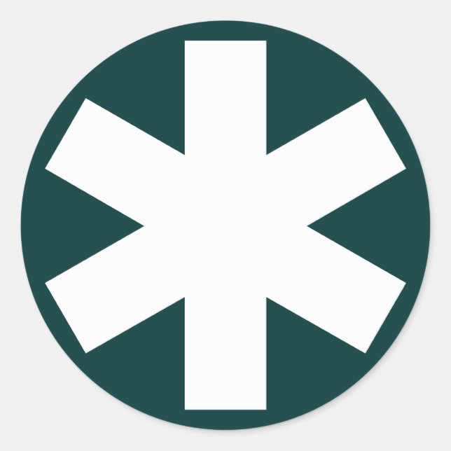 Asterisk - White on Dark Green Classic Round Sticker (Front)