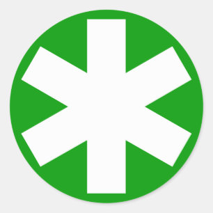 Asterisk - White on Green Classic Round Sticker