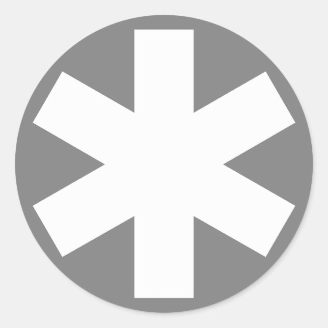 Asterisk - White on Grey Classic Round Sticker (Front)