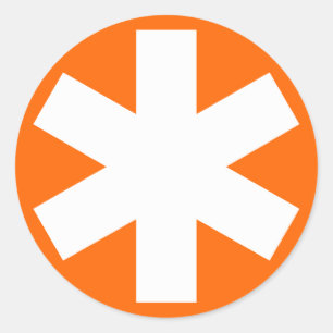 Asterisk - White on Orange Classic Round Sticker
