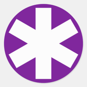 Asterisk - White on Purple Classic Round Sticker