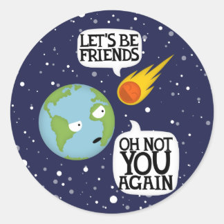 Asteroid again classic round sticker