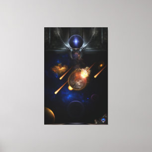 Asteroid Apocalypse Fractal Art Spacescape Canvas Print