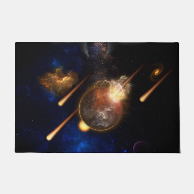 Asteroid Apocalypse Fractal Art Spacescape Doormat (Front)