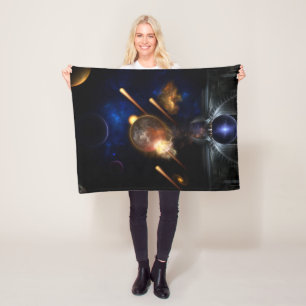 Asteroid Apocalypse Fractal Art Spacescape Fleece Blanket
