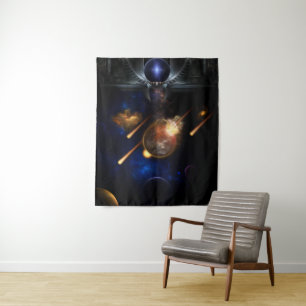 Asteroid Apocalypse Fractal Art Spacescape Tapestry