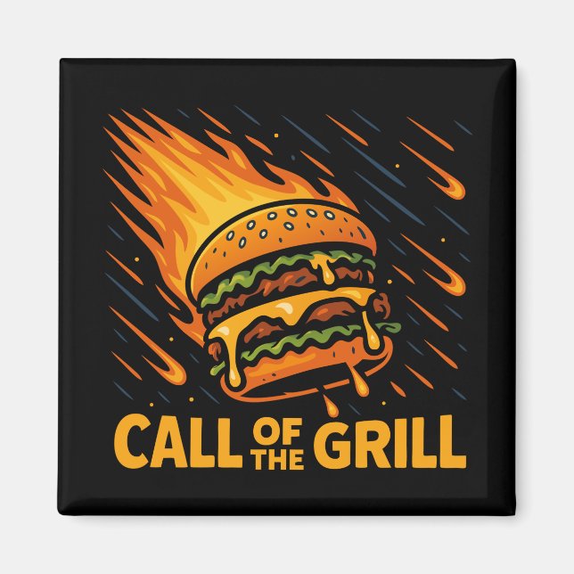 Asteroid Burger Call Of The Grill Magnet (Front)