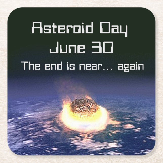 Asteroid Day June 30 Square Paper Coaster (Front)