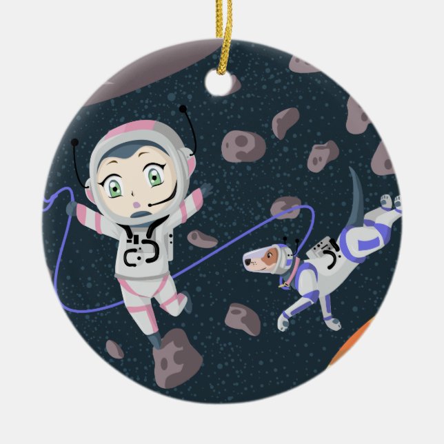 Asteroid Girl Ceramic Tree Decoration (Front)