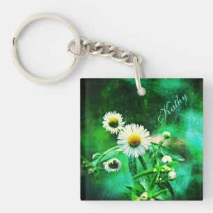 Asters Aglow/Green Key Chain *Personalised*