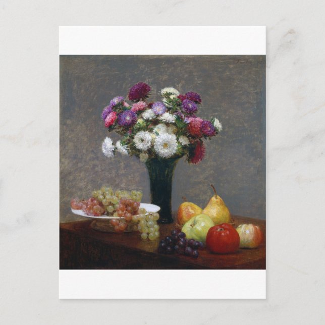Asters and Fruit, Henri Fantin-Latour Postcard (Front)