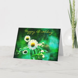 Asters Green Glow Birthday Greeting Card